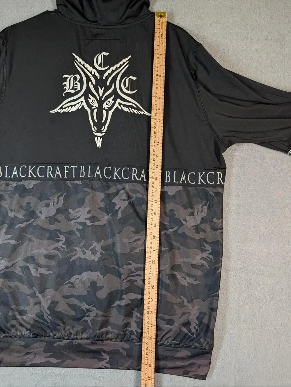 BlackCraft Mens XL Black Camo Full Zip Hoodie Goth Occult Streetwear Skull - Picture 9 of 11